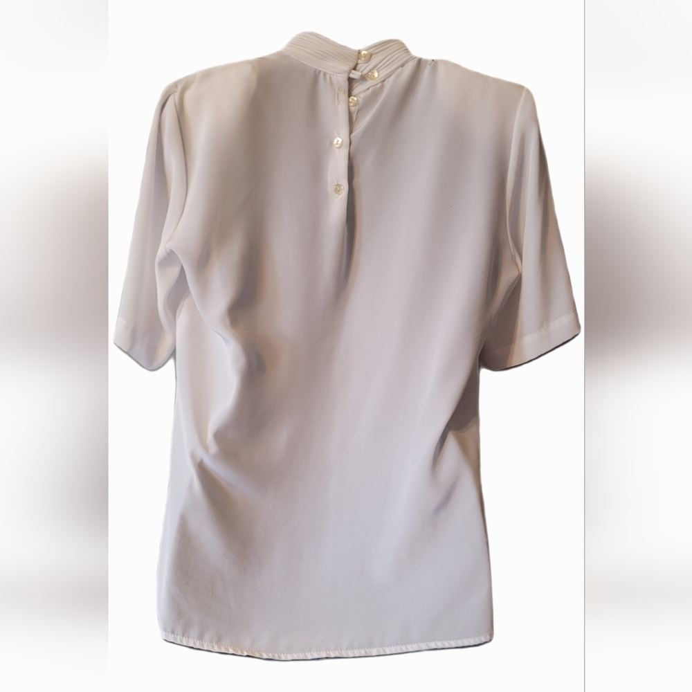 Vintage Womens Shirt Small Gathered Mockneck Old Money Quiet Luxury Elegant - Picture 3 of 3